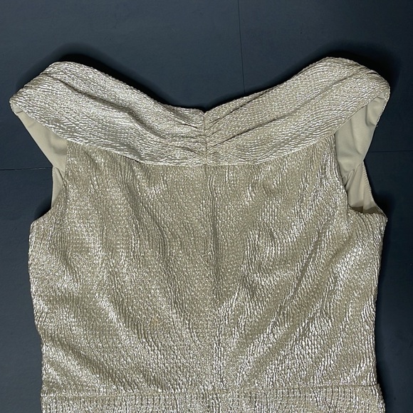 Metallic Silver Foil Stretch Ralph Lauren Evening Dress - Picture 12 of 17